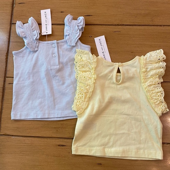 Janie & Jack Infant Girl Shirts 6-12 months both Yellow & Blue tops included NEW - Picture 2 of 9